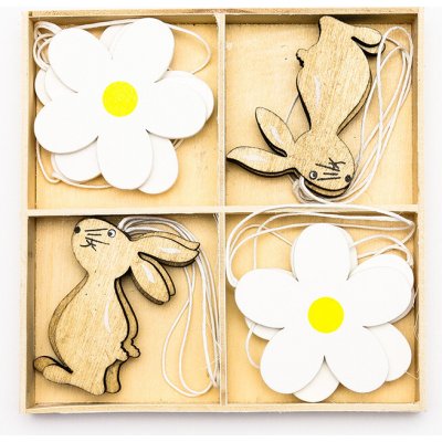 DECOLED Velikonoční dřevěná dekorace květina a zajíc 12ks/bal. – Zboží Mobilmania