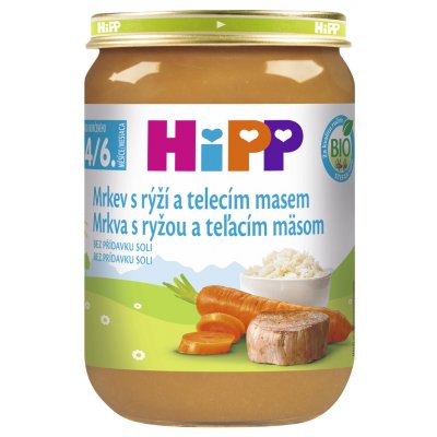 HiPP Bio Mrkev s rýží a telecím masem 190 g – Zboží Dáma