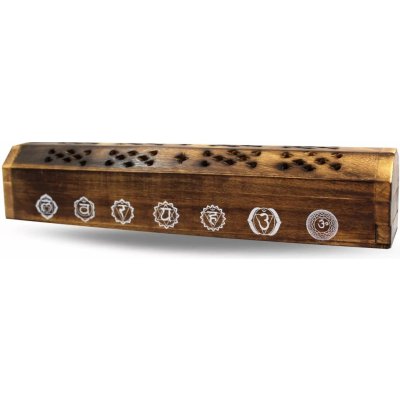 Mani Bhadra Stojánek na vonné tyčinky Truhlička s motivem čaker Tmavá 30 cm – Sleviste.cz