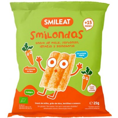 Smileat BIO kukuřičné křupky čočka hrášek mrkev 25 g – Zboží Dáma Smileat BIO kukuřičné křupky čočka hrášek mrkev 25 g – Zboží Dáma