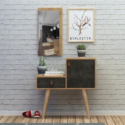 ASIR Předsíňová stěna JANNA dub tmavý beton – Sleviste.cz