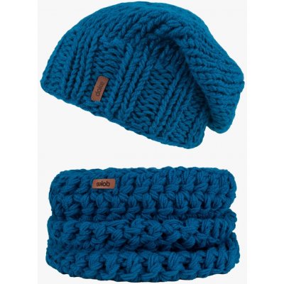 Doke Set pletená čepice a nákrčník mary petrol – Zboží Dáma