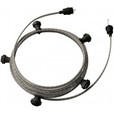 creative cables Hotový světelný řetěz LUMET 7,5 m je sestavený z 5 černých objímek, háčku a zástrčky, IP44 Barva kabelu: Bílo-černá - ECC37 – Hledejceny.cz