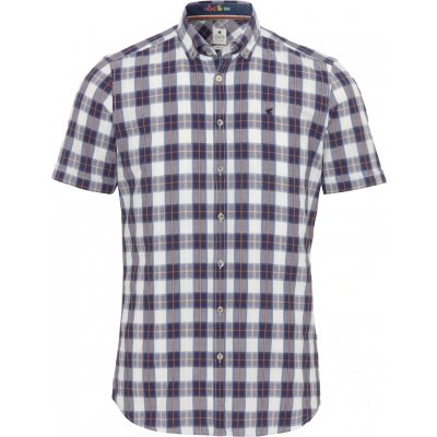 Pure Casual Fit košile s krátkým rukávem krepová modrá kostka D41515_52205_158 – Zboží Mobilmania