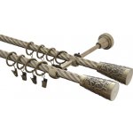 GARNÝŽE-HEBR Garnýž kroucená Sevilla double mosaz dvojitá 200 cm – Zboží Mobilmania