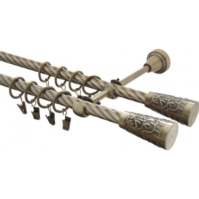GARNÝŽE-HEBR Garnýž kroucená Sevilla double mosaz dvojitá 200 cm – Zboží Mobilmania