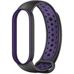 Xiaomi Mi Band 5/6 náhradní náramek Sportovní prodyšný perforovaný černo-fialová MBSCZ-5SP017 – Zboží Živě
