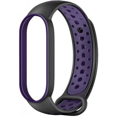 Xiaomi Mi Band 5/6 náhradní náramek Sportovní prodyšný perforovaný černo-fialová MBSCZ-5SP017 – Zboží Živě