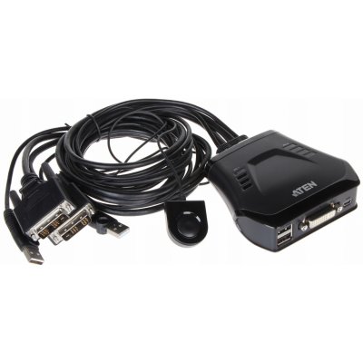 Aten CS-22D 2-port DVI KVM USB mini, integrované kabely – Zboží Mobilmania