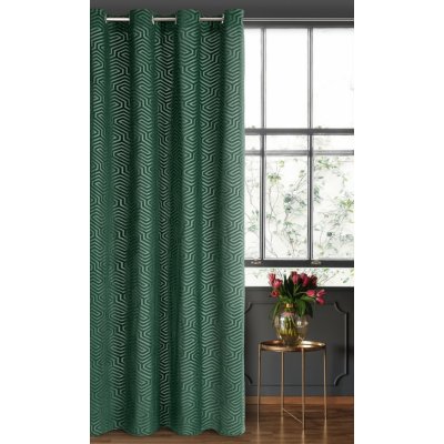 Pierre Cardin ZÁVĚS NA KROUŽCÍCH PIERRE CARDIN INGA 140X250 CM TMAVĚZELENÁ – Sleviste.cz