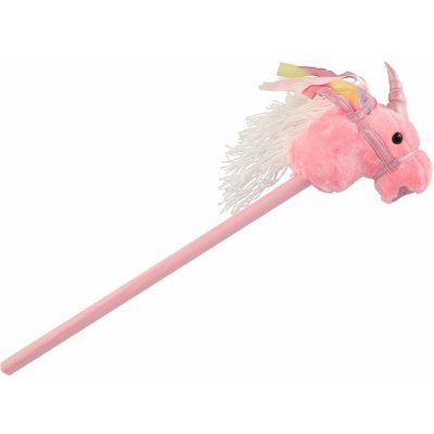 Kůň jednorožec na tyči plyš 80cm na baterie se zvukem Teddies růžový v sáčku – Zboží Dáma