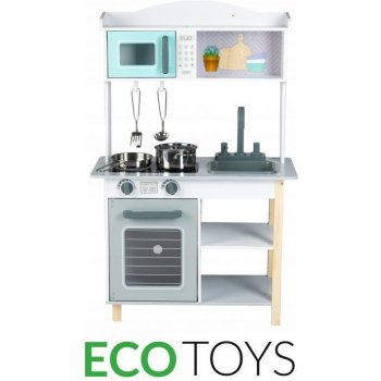 Eco Toys Dřevěná kuchyňka s příslušenstvím šedá 7256
