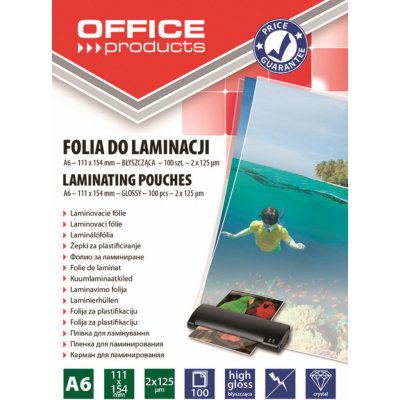 Laminovací kapsy OFFICE PRODUCTS A6,125 mic, lesklá,100 ks – Zboží Mobilmania
