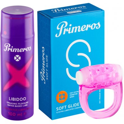 Primeros Primeros lubrikant Libidoo kondomy Soft Glide a vibrační kroužek jako dárek zdarma – Zboží Mobilmania