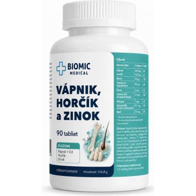 BIOMIC MEDICAL Vápník hořčík zinek 90 kapslí – Hledejceny.cz
