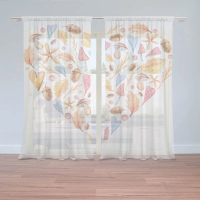 Sablio Záclony Podzimní srdce: 2ks 150x250cm – Hledejceny.cz