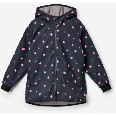 UNUO Dětská softshellová bunda s fleecem Basic Černá Květiny – Hledejceny.cz