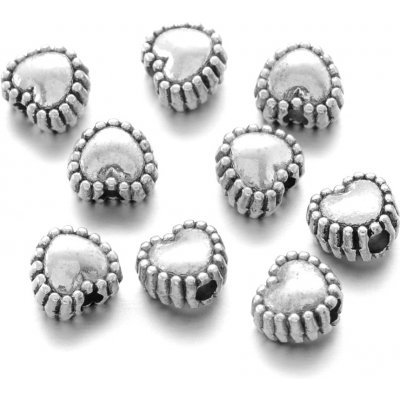 Kovový korálek - starostříbrný - srdce - 5 x 6 x 4 mm - 1 ks – Zboží Dáma
