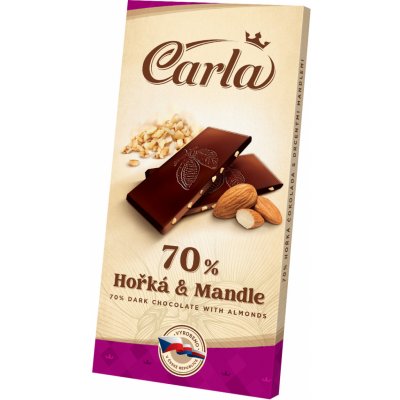 Carla Hořká 70% s praženými mandlemi 80 g – Hledejceny.cz
