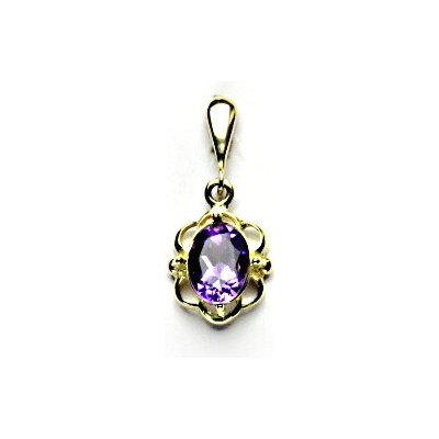 Čištín Zlatý přívěsek přírodní tmavý ametyst P 1140 22 – Sleviste.cz