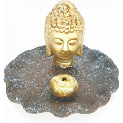 Mani Bhadra Stojánek na vonné tyčinky Zlatý thajský Buddha modro hnědá Lotos – Zboží Dáma