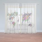 Sablio Záclony Barevné světadíly: 2ks 150x250cm – Hledejceny.cz