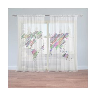 Sablio Záclony Barevné světadíly: 2ks 150x250cm – Hledejceny.cz