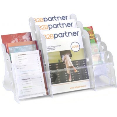 Corping Stolní plastový stojan na prospekty, 3 x A4/3 x A5/3 x DL, bílý – Zbozi.Blesk.cz