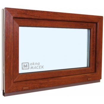 KBE Plastové okno - 900x600 mm, sklopné (S), ořech/bílá