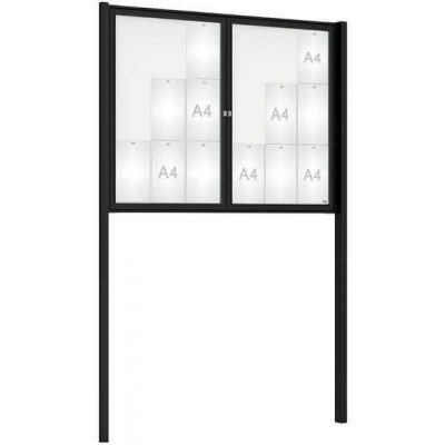 PROCITY Venkovní elegantní vitrína Tradition, 18 x A4 dvoukřídlá, včetně sloupků, černá | Zboží Auto
