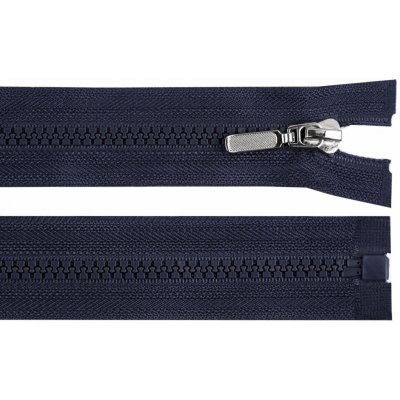 Zip kostěný dělitelný No 5 délka 60 cm - bundový s ozdobným jezdcem barva 330 modrá tmavá – Hledejceny.cz