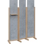 Atmosfere LINE 319 dřevěný 3-dílný paraván mobilní výška 1900 mm rám dub bardolino výplň beton šedý polička – Sleviste.cz