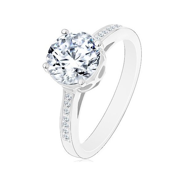 Šperky Eshop Stříbrný 925 prsten zásnubní velký kulatý zirkon čiré barvy v  ozdobném kotlíku J18.03 od 505 Kč - Heureka.cz