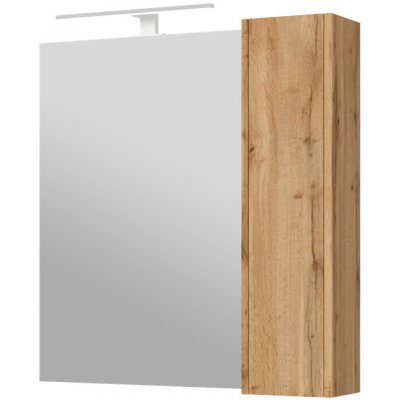 Kingsbath Bronx Wotan Oak 80 závěsná koupelnová skříňka se zrcadlem a LED osvětlením – Zbozi.Blesk.cz