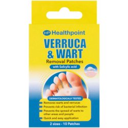 Healthpoint Verruca & Wart náplasti na odstranění bradavic 2 velikosti 10 ks