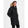 Pánská bunda Ombre Clothing pánská zimní bunda s umělým kožíškem Alaskan černá