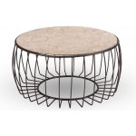 Stern Odkládací stolek Oxo, kulatý 77x37 cm, 68 cm, rám lakovaný hliník černý (black matt), deska keramika dekor Stone grey – Hledejceny.cz