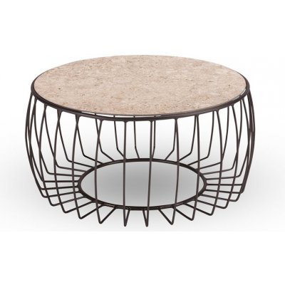 Stern Odkládací stolek Oxo, kulatý 77x37 cm, 68 cm, rám lakovaný hliník černý (black matt), deska keramika dekor Stone grey – Hledejceny.cz
