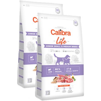 Calibra Dog Life Junior Small & Medium Breed Lamb 2 x 12 kg