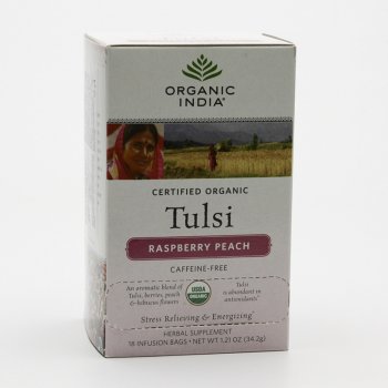 Organic India Čaj Tulsi Raspberry Peach porcovaný 18 ks 34.2 g