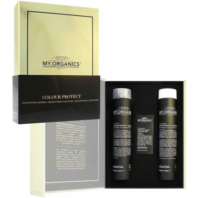 MY.ORGANICS Colour Protect Deluxe 2023 dárková sada šampon pro barvené vlasy 250 ml + kondicionér pro barvené vlasy 250 ml + vlasový elixír 30 ml – Zbozi.Blesk.cz
