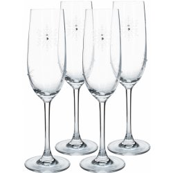 Kondela SNOWFLAKE CHAMPAGNE sklenice na šampaňské set s krystaly 4 x 230 ml