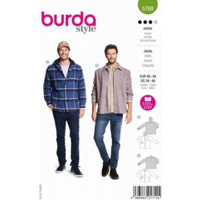 Střih Burda zelený 5768 - pánská košilová bunda s kapucí, svrchní košile – Zboží Dáma