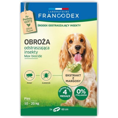 Francodex Obojek proti blechám pro středně velké psy od 10 kg do 20 kg 60 cm – Zbozi.Blesk.cz