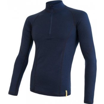 Sensor Merino pánské triko Df dl rukáv zip deep blue