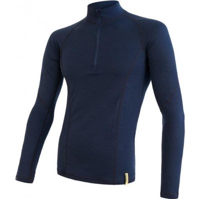 Sensor Merino pánské triko Df dl rukáv zip deep blue