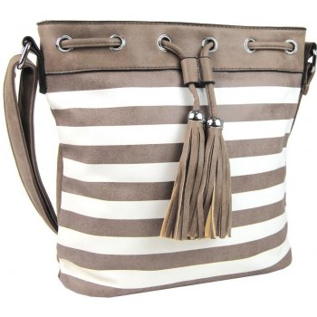 pruhovaná crossbody kabelka H0468 Světlá hnědo-bílá