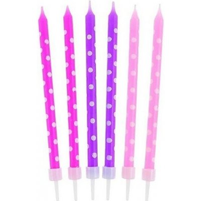 GoDan Narozeninové svíčky růžovo fialové s puntíky – Sleviste.cz