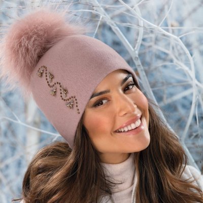 Krumlovanka dámská zimní čepice s bambulí Woolmark starorůžová W-0902/540 – Hledejceny.cz