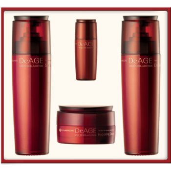 Charmzone Korea DeAge CRD Red-Addition tonizační voda 130 ml + hydratační pleťová emulze 130 ml + revitalizační výživný krém 50 ml + zklidňující a regenerační esence 15 ml dárková sada